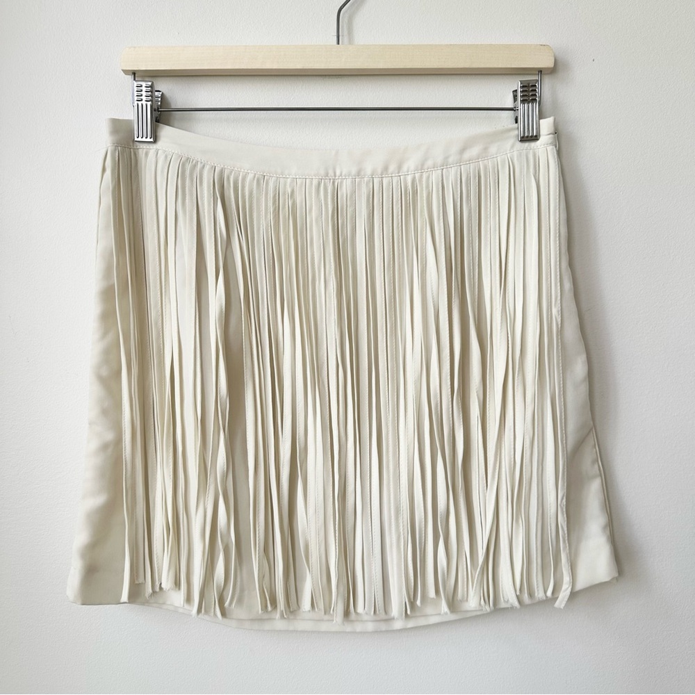 ZARA | FLAPPER FRINGE FLIRTY “GREAT GATSBY” MINI SKIRT CREAM 1920’S STYLE